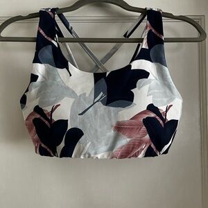 Senita Athletics Floral Sports Bra - Navy and Pink